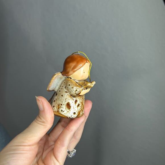 Mini clay angel ornament - pottery - glazed- angel singing small gift Christmas - Picture 3 of 7
